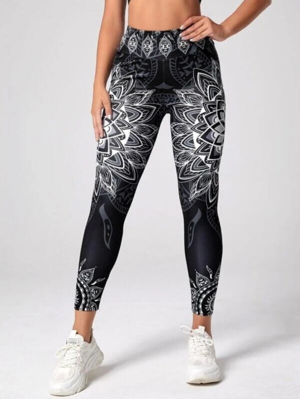 Ink Printing Yoga Trousers Fashion Slim Women's Skinny Pants $39.50 Dana Fashion Color: Black Size: L Women's clothing Product information: Applicable sports: Fitness running yoga Fabric name: Ponte-de-Roma Applicable scenarios: running sports, fitness eq