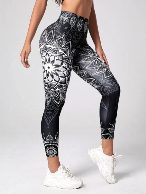 Ink Printing Yoga Trousers Fashion Slim Women's Skinny Pants $39.50 Dana Fashion Color: Black Size: L Women's clothing Product information: Applicable sports: Fitness running yoga Fabric name: Ponte-de-Roma Applicable scenarios: running sports, fitness eq