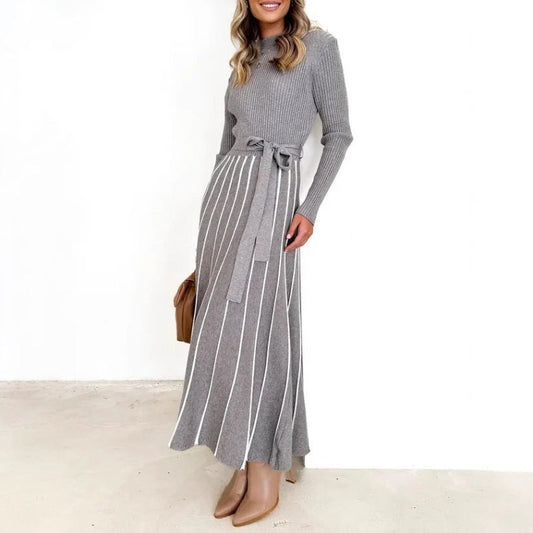 Inner Wear Base Woolen Skirt Over The Knee Stripes Knitted Dress $35.50 Dana Fashion Color: Color Size: L Women's clothing Product information: Color: Color Size: S,M,L,XL,XXL Style type: Japanese and Korean casual Popular elements: lace-up Style: Basic F