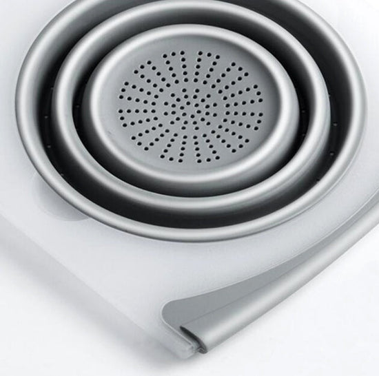 Innovative Multi-Functional 3 in 1 Chopping Board Detachable Folding Drain Basket Sink Cutting Board $60.98 Dana Fashion Color: Gray Dana's Kitchen Overview: 1. Safe Material: Made of PP+TRP, matte + silica gel, it is safe and secure. 2. Drainable and Sep