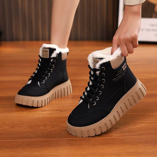 Ins Lace-up Snow Boots Winter Warm Fleece Flat Shoes For Women Fashion Casual Plush Ankle Boot $39.90 Dana Fashion Color: Black Size: Size35 Women's shoes Product information: Product Category: Martin Boots Applicable age: adult Upper material: artificial