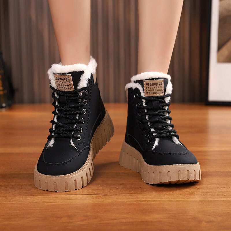 Ins Lace-up Snow Boots Winter Warm Fleece Flat Shoes For Women Fashion Casual Plush Ankle Boot $39.90 Dana Fashion Color: Black Size: Size35 Women's shoes Product information: Product Category: Martin Boots Applicable age: adult Upper material: artificial