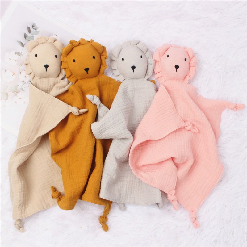 INS Wind Baby Cotton Gauze Comfort Towel Muslin Baby Sleeping Doll Lion Saliva Towel $22.09 Dana Fashion Color: Brick red Baby Clothing Product information: Fabric: Cotton gauze Size: 30*30cmcm Purpose: Sleeping comfort towel Packing list: Comfort towel X