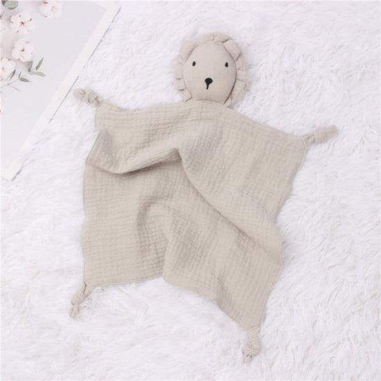 INS Wind Baby Cotton Gauze Comfort Towel Muslin Baby Sleeping Doll Lion Saliva Towel $22.09 Dana Fashion Color: Grey Baby Clothing Product information: Fabric: Cotton gauze Size: 30*30cmcm Purpose: Sleeping comfort towel Packing list: Comfort towel X1