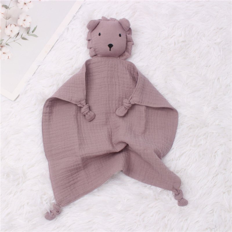 INS Wind Baby Cotton Gauze Comfort Towel Muslin Baby Sleeping Doll Lion Saliva Towel $22.09 Dana Fashion Color: Purple Baby Clothing Product information: Fabric: Cotton gauze Size: 30*30cmcm Purpose: Sleeping comfort towel Packing list: Comfort towel X1