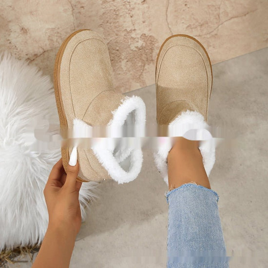 Insulated Cotton-padded Shoes Large Size Flat Bottom Solid Color Fleece Lined Padded Warm Keeping $32.50 Dana Fashion Color: Gray Size: 36 Women's shoes Product information: Color: gray, black, red, navy blue, purple, light brown, Milky White Upper height