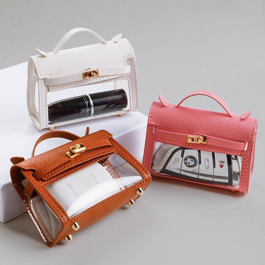 Internet Celebrity Transparent Handbag Cross-body Bag Storage Bag $50.50 Dana Fashion Color Classification: AIMA Orange Crossbody Chain Women's Bags Product information: Material: genuine leather Color classification: Girl Pink, elephant gray, elegant bla