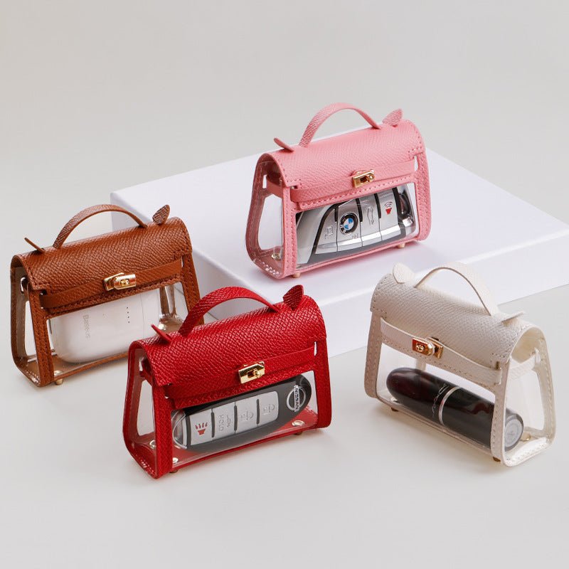 Internet Celebrity Transparent Handbag Cross-body Bag Storage Bag $50.50 Dana Fashion Color Classification: AIMA Orange Crossbody Chain Women's Bags Product information: Material: genuine leather Color classification: Girl Pink, elephant gray, elegant bla