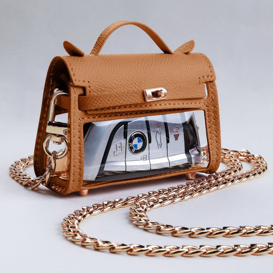 Internet Celebrity Transparent Handbag Cross-body Bag Storage Bag $50.50 Dana Fashion Color Classification: Caramel Crossbody Chain Women's Bags Product information: Material: genuine leather Color classification: Girl Pink, elephant gray, elegant black,