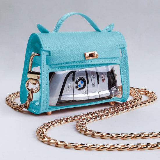 Internet Celebrity Transparent Handbag Cross-body Bag Storage Bag $50.50 Dana Fashion Color Classification: Sky Blue Crossbody Chain Women's Bags Product information: Material: genuine leather Color classification: Girl Pink, elephant gray, elegant black,
