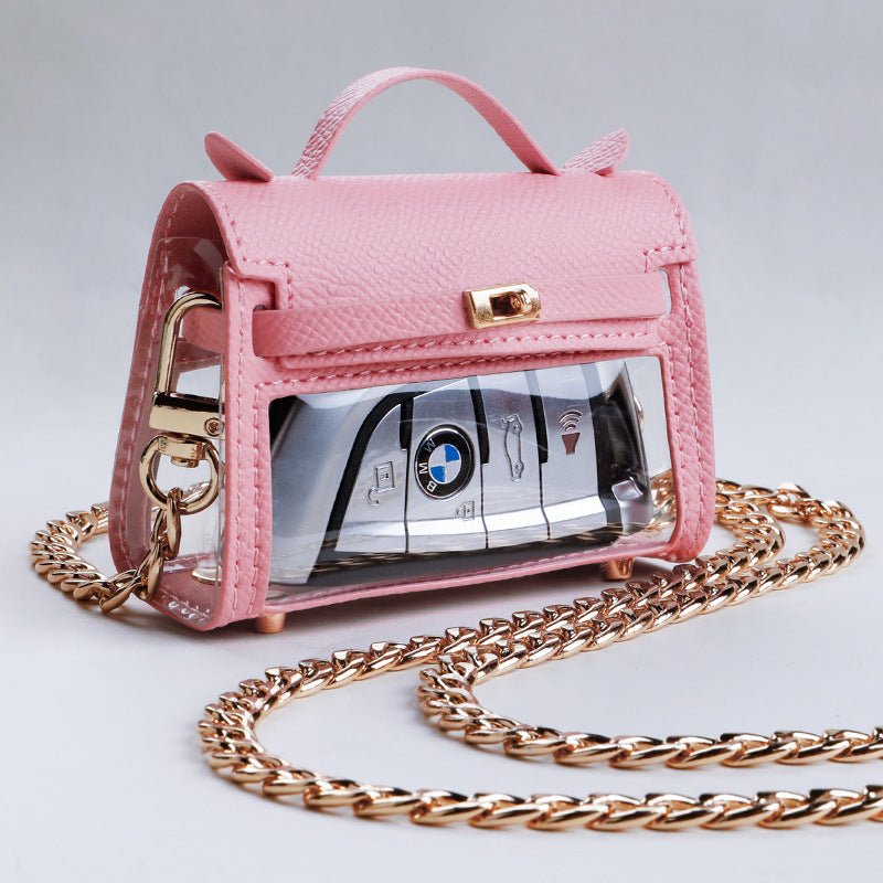 Internet Celebrity Transparent Handbag Cross-body Bag Storage Bag $50.50 Dana Fashion Color Classification: Girl Pink Crossbody Chain Women's Bags Product information: Material: genuine leather Color classification: Girl Pink, elephant gray, elegant black