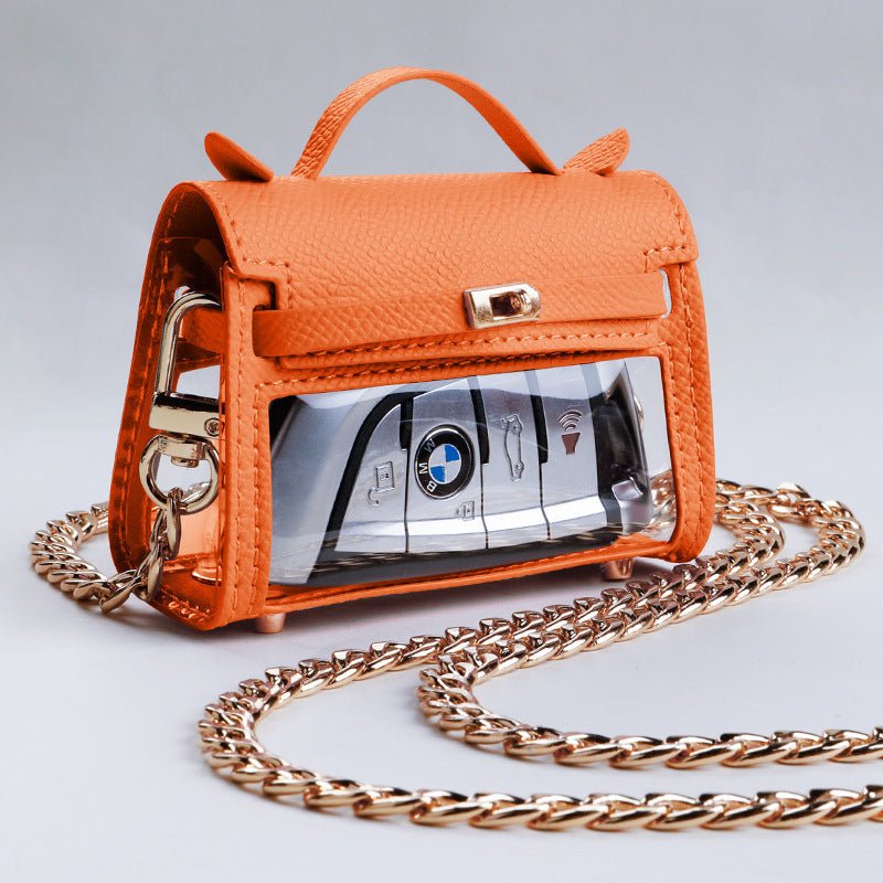 Internet Celebrity Transparent Handbag Cross-body Bag Storage Bag $50.50 Dana Fashion Color Classification: AIMA Orange Crossbody Chain Women's Bags Product information: Material: genuine leather Color classification: Girl Pink, elephant gray, elegant bla