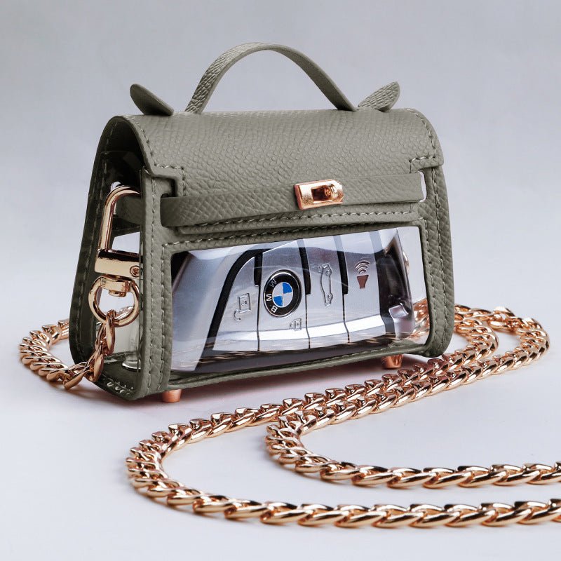 Internet Celebrity Transparent Handbag Cross-body Bag Storage Bag $50.50 Dana Fashion Color Classification: Elephant Gray Crossbody Chain Women's Bags Product information: Material: genuine leather Color classification: Girl Pink, elephant gray, elegant b
