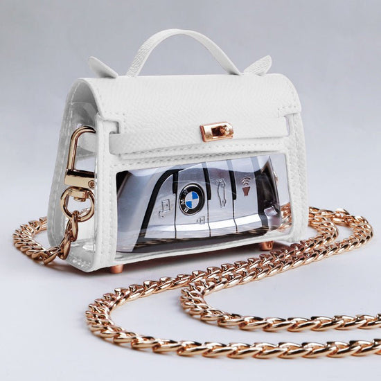 Internet Celebrity Transparent Handbag Cross-body Bag Storage Bag $50.50 Dana Fashion Color Classification: Pure White Crossbody Chain Women's Bags Product information: Material: genuine leather Color classification: Girl Pink, elephant gray, elegant blac