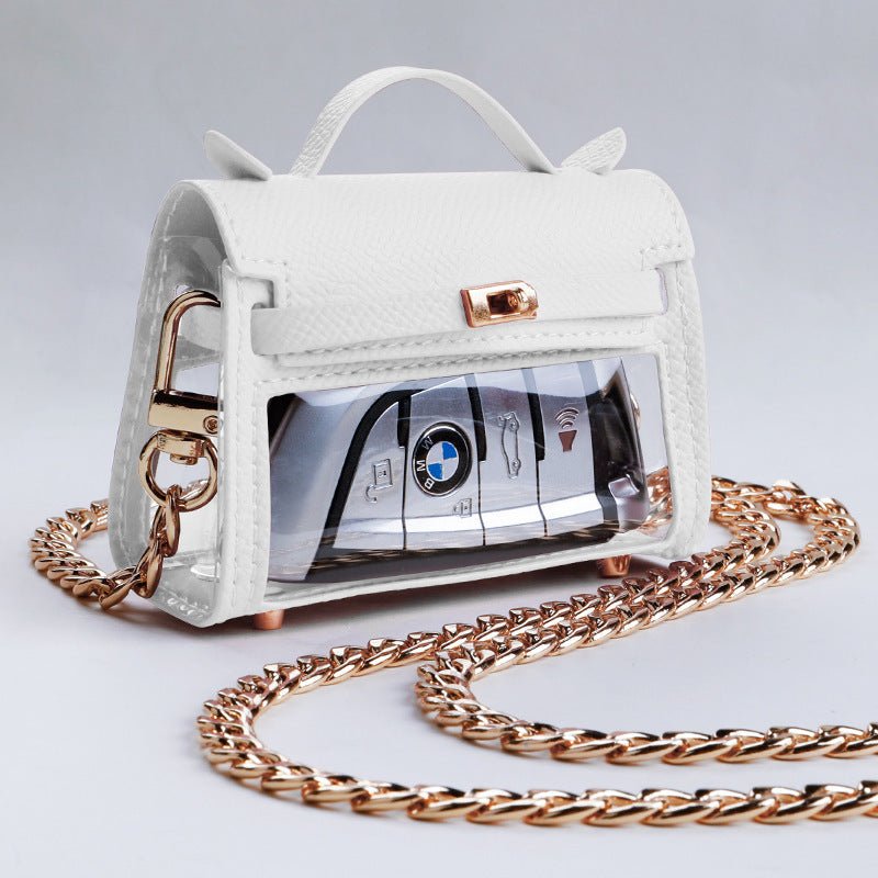 Internet Celebrity Transparent Handbag Cross-body Bag Storage Bag $50.50 Dana Fashion Color Classification: Pure White Crossbody Chain Women's Bags Product information: Material: genuine leather Color classification: Girl Pink, elephant gray, elegant blac