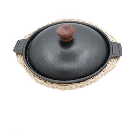Iron pot $82.58 Dana Fashion Size: 18cm style: With cover and mat Dana's Kitchen Color classification: iron pot clip, 18cm (single pot), 20cm (single pot), 22cm (single pot), 18cm (pot + lid), 20cm (pot + lid), 22cm (pot + lid), 18cm + rattan basket 20cm