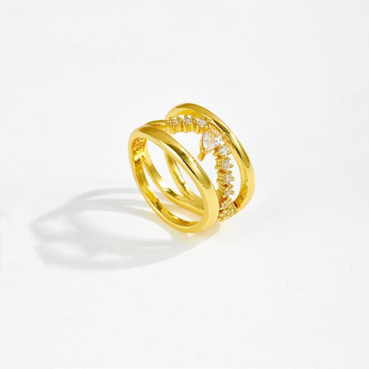 Irregular Design Double-layer Ring $39.50 Dana Fashion Color: Gold Size: No 6 Women's Accessories Product information: Type: Ring Treatment Process: Electroplating Color: Platinum-TTR121,18K gold-TTR121 Applicable people: women Size: no.6, no.7, no.8 Styl