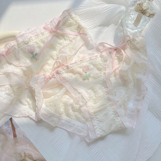 Japanese Sweet And Pure Desire Style Lace Underwear For Women $15.65 Dana Fashion style: Lace Style size: Average Size Women's clothing Product information: Pattern: Flowers Weaving: knitting Fabric name: lace Color: lace-up style, lace style Main fabric
