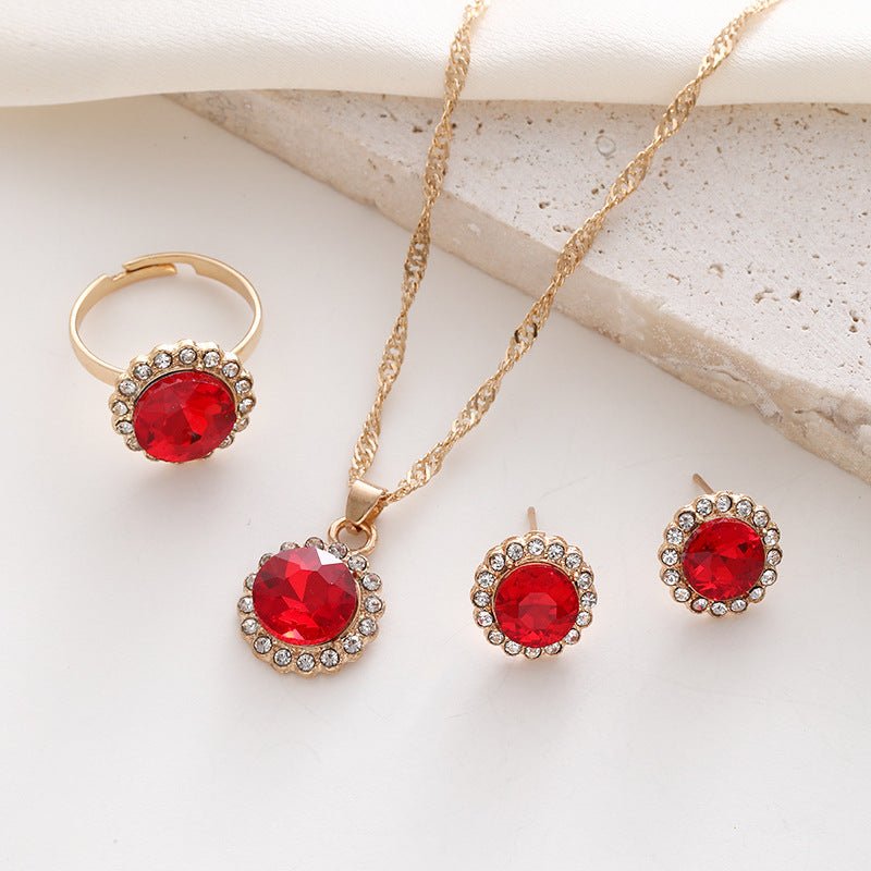 Jewelry Suit Women's Round Rhinestone Zircon Rhinestone $15.50 Dana Fashion Color: CK0368 Blue Set Of 3 Women's Accessories Product information: Pattern: round Treatment Process: Electroplating Color: CK0368 blue 3-piece set, CK0369 White 3-piece set, CK0