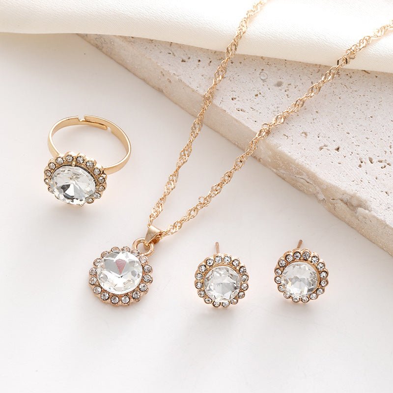 Jewelry Suit Women's Round Rhinestone Zircon Rhinestone $15.50 Dana Fashion Color: CK0369 White Set Of 3 Women's Accessories Product information: Pattern: round Treatment Process: Electroplating Color: CK0368 blue 3-piece set, CK0369 White 3-piece set, CK