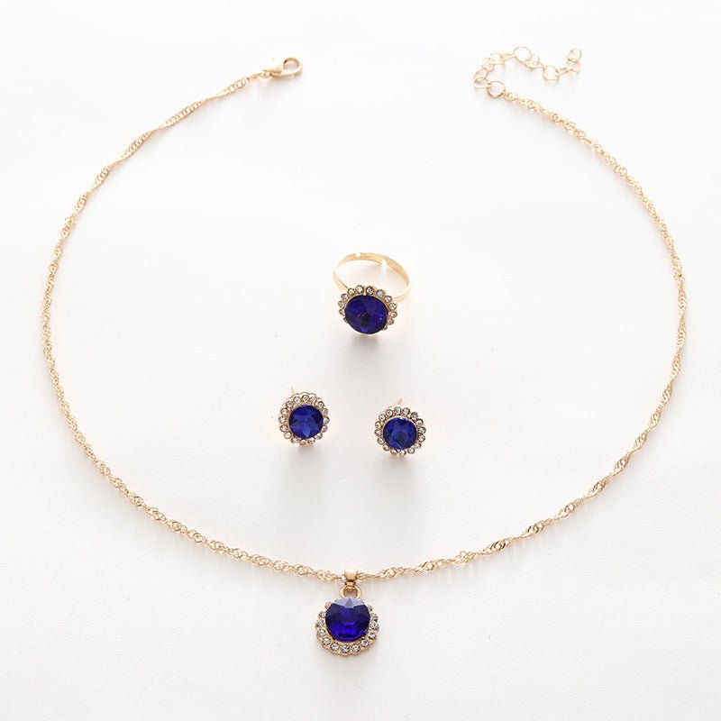Jewelry Suit Women's Round Rhinestone Zircon Rhinestone $15.50 Dana Fashion Color: CK0368 Blue Set Of 3 Women's Accessories Product information: Pattern: round Treatment Process: Electroplating Color: CK0368 blue 3-piece set, CK0369 White 3-piece set, CK0