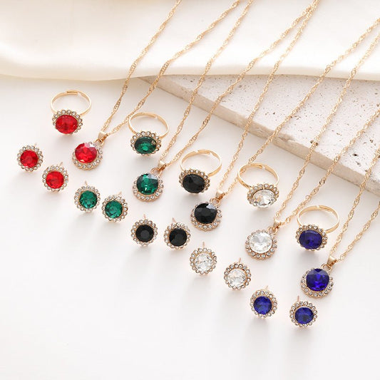 Jewelry Suit Women's Round Rhinestone Zircon Rhinestone $15.50 Dana Fashion Color: CK0368 Blue Set Of 3 Women's Accessories Product information: Pattern: round Treatment Process: Electroplating Color: CK0368 blue 3-piece set, CK0369 White 3-piece set, CK0