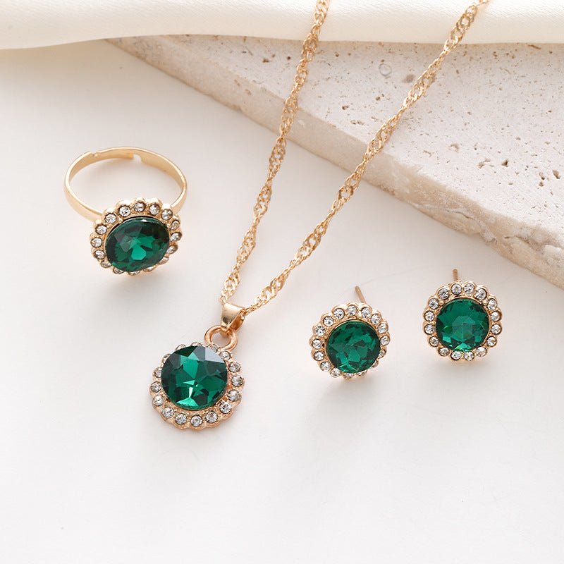 Jewelry Suit Women's Round Rhinestone Zircon Rhinestone $15.50 Dana Fashion Color: CK0368 Blue Set Of 3 Women's Accessories Product information: Pattern: round Treatment Process: Electroplating Color: CK0368 blue 3-piece set, CK0369 White 3-piece set, CK0
