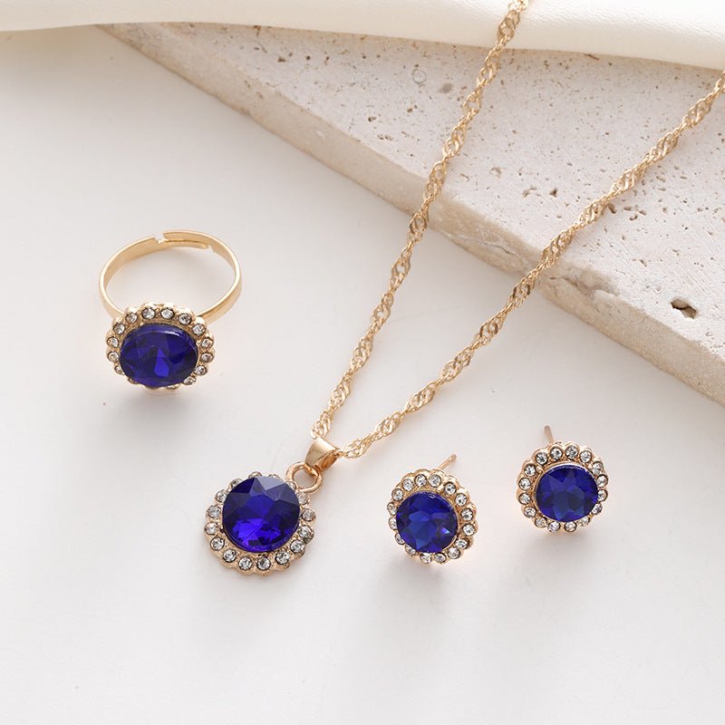Jewelry Suit Women's Round Rhinestone Zircon Rhinestone $15.50 Dana Fashion Color: CK0368 Blue Set Of 3 Women's Accessories Product information: Pattern: round Treatment Process: Electroplating Color: CK0368 blue 3-piece set, CK0369 White 3-piece set, CK0