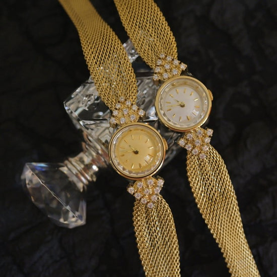 Jewelry Vintage Watches Kaleidoscope Diamond Quartz Women's Watch $140.00 Dana Fashion Color: Gold Strap Gold Noodles Women's Accessories Product information: Color: gold strap gold noodles, silver, gold strap white noodles Dial: 2CM, 7mm thick, synthetic