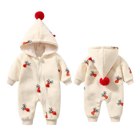 Khaki Padded Warm Baby Clothes Baby Ins Crawling Clothes $37.81 Dana Fashion Color: Christmas moose Child size: 59cm Baby Clothing Product information: Material: Cotton Style: Korean version Colour: Christmas moose Size Information: Size: 59cm,66cm,73cm,8