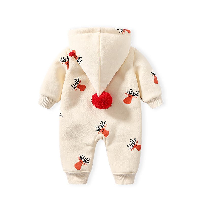 Khaki Padded Warm Baby Clothes Baby Ins Crawling Clothes $37.81 Dana Fashion Color: Christmas moose Child size: 59cm Baby Clothing Product information: Material: Cotton Style: Korean version Colour: Christmas moose Size Information: Size: 59cm,66cm,73cm,8