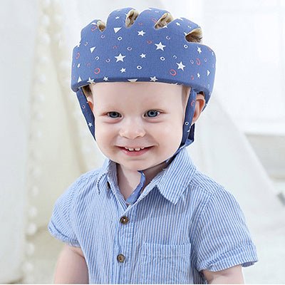 Kids Hat Cotton Protective Helmet Safety $125.18 Dana Fashion Color: Starry blue Baby & Mother Filler: DuPont fiber Pillow fabric: polyester fiber Applicable object: 1-2 years old Shape: round