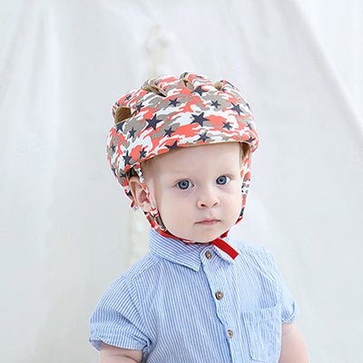 Kids Hat Cotton Protective Helmet Safety $124.07 Dana Fashion Color: Camouflage red Baby & Mother Filler: DuPont fiber Pillow fabric: polyester fiber Applicable object: 1-2 years old Shape: round