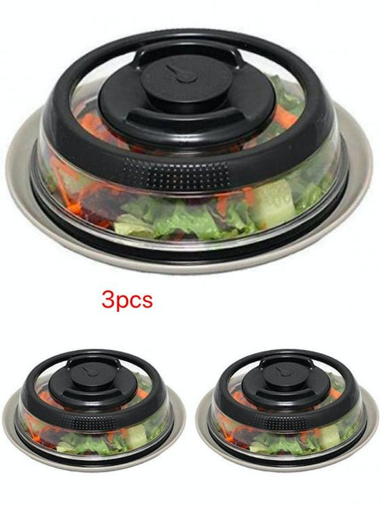 Kitchen Fresh-Keeping Cover Vacuum Food Sealer $71.28 Dana Fashion Color: Black Size: M quantity: 3pcs Dana's Kitchen Overview: 1. Made of ABS and silicone material, BPA-FREE, Dishwasher & microwave oven safe. Features with round-shape handle, easy to gri