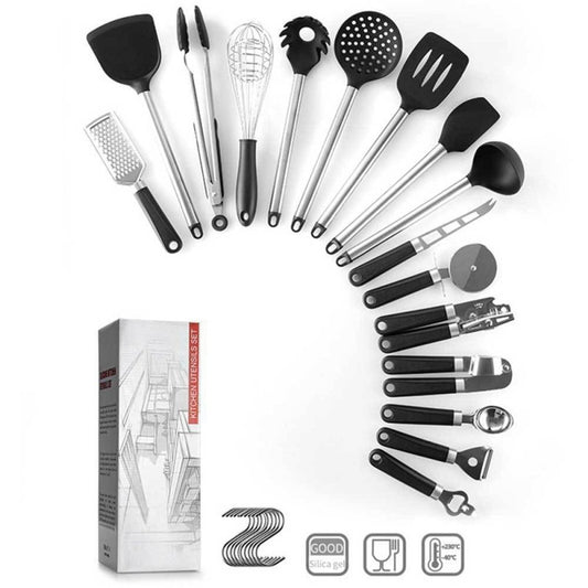 Kitchen Gadgets Cooking Silicone Spatula Spoon Set $89.00 Dana Fashion Color: Black Dana's Kitchen Product information: Product category: Spoon and shovel kit Material: stainless steel + silica gel Colour: Black Style: modern and simple Function: cooking,
