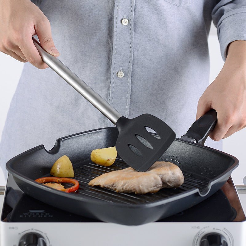 Kitchen Gadgets Cooking Silicone Spatula Spoon Set $89.00 Dana Fashion Color: Black Dana's Kitchen Product information: Product category: Spoon and shovel kit Material: stainless steel + silica gel Colour: Black Style: modern and simple Function: cooking,