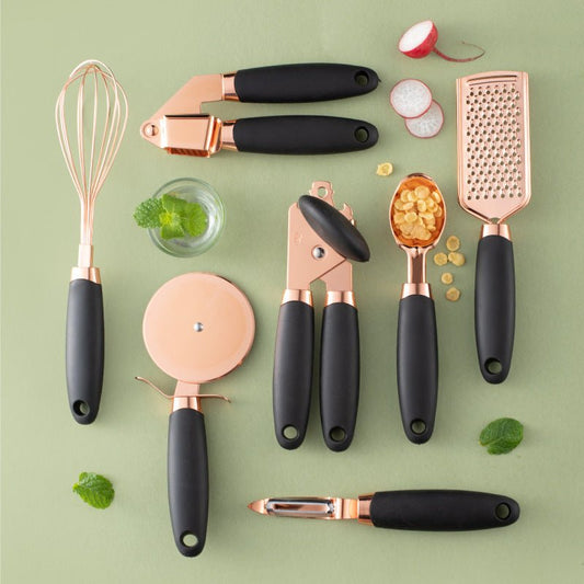 Kitchen Household Peeler Gadget Copper Plating Set $57.04 Dana Fashion Color: Grey Dana's Kitchen Product Features : The simple and elegant cutlery rack looks beautiful on your counter! Our cutlery rack is perfect for storing kitchen tools when not in use