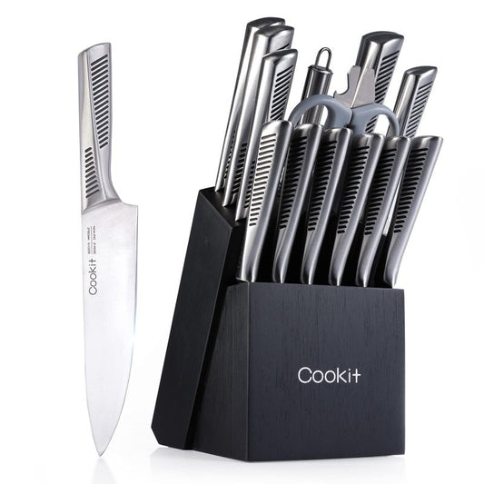 Kitchen Knife Set, 15 Piece Knife Sets with Block, Chef Knives with Non-Slip German Stainless Steel Hollow Handle Cutlery Set with Multifunctional Scissors Knife Sharpener Amazon Platform Banned $194.30 Dana Fashion default: default Dana's Kitchen Feature