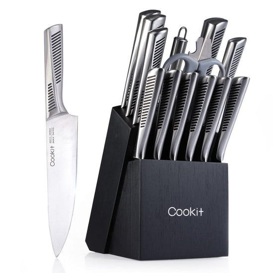 Kitchen Knife Set, 15 Piece Knife Sets with Block, Chef Knives with Non-Slip German Stainless Steel Hollow Handle Cutlery Set with Multifunctional Scissors Knife Sharpener Amazon Platform Banned $194.30 Dana Fashion default: default Dana's Kitchen Feature