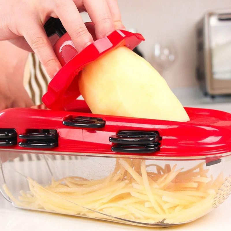 Kitchen Multifunctional Kitchen Utensils $89.50 Dana Fashion Color: Red Dana's Kitchen Product information: Name: Multi-function vegetable cutter Material: stainless steel+ABS+PET Composition: 7 blades + 1 vegetable cutter body + 1 PET capacity + 1 hand g