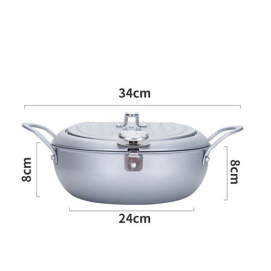 Kitchen Pot $107.68 Dana Fashion Color: Silver Size: 24X8cm Dana's Kitchen [Name] deep fryer. [Material] pot body: 304 stainless steel [Specification] 20m [Applicable number] 1-2 people [Process] perfusion process [Note] This product is a special fryer, n