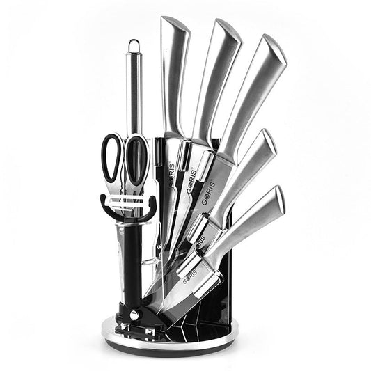 Kitchen set knife acrylic knife $90.58 Dana Fashion Color: 9pcs a set Dana's Kitchen Material: Handle: stainless steel 430#+TPR, Blade: stainless steel 3CR13, Knife holder: Acrylic Product size: see details Product weight: see details Product specificatio