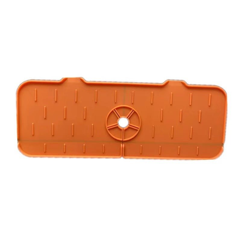 Kitchen Silicone Faucet Absorbent Mat Sink Splash Guard Silicone Faucet Splash Catcher Countertop Protector For Bathroom Kitchen Gadgets $16.00 Dana Fashion Color: Orange Model: 37x14x0.5 quantity: 1PC Dana's Kitchen Overview The counter where the faucet