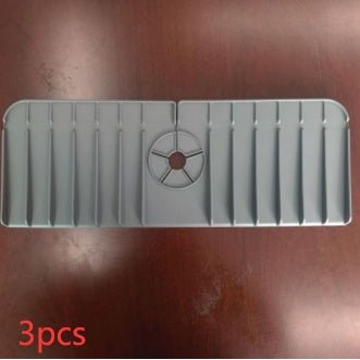 Kitchen Silicone Faucet Absorbent Mat Sink Splash Guard Silicone Faucet Splash Catcher Countertop Protector For Bathroom Kitchen Gadgets $39.00 Dana Fashion Color: Grey Model: 2styles quantity: 3PCS Dana's Kitchen Overview The counter where the faucet and