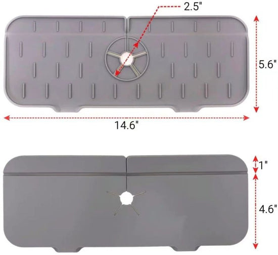 Kitchen Silicone Faucet Absorbent Mat Sink Splash Guard Silicone Faucet Splash Catcher Countertop Protector For Bathroom Kitchen Gadgets $16.00 Dana Fashion Color: Grey Model: 37x14x0.5 quantity: 1PC Dana's Kitchen Overview The counter where the faucet an