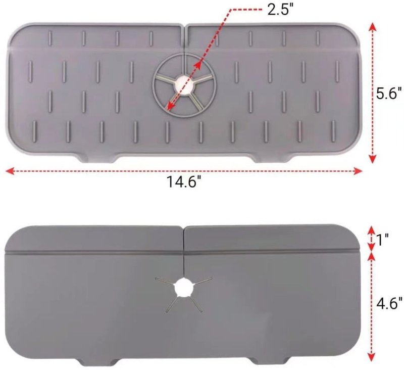 Kitchen Silicone Faucet Absorbent Mat Sink Splash Guard Silicone Faucet Splash Catcher Countertop Protector For Bathroom Kitchen Gadgets $16.00 Dana Fashion Color: Grey Model: 37x14x0.5 quantity: 1PC Dana's Kitchen Overview The counter where the faucet an