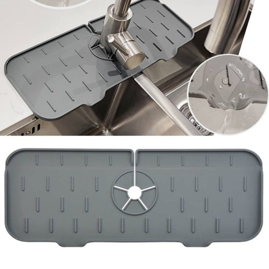 Kitchen Silicone Faucet Absorbent Mat Sink Splash Guard Silicone Faucet Splash Catcher Countertop Protector For Bathroom Kitchen Gadgets $16.00 Dana Fashion Color: Black Model: 2styles quantity: 1PC Dana's Kitchen Overview The counter where the faucet and