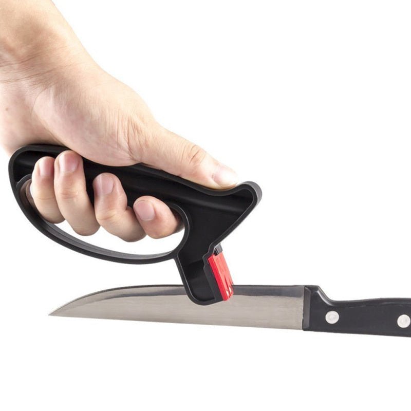 Knife Sharpener Handheld Scissor Blade Sharpening Convenient Kitchen Tools Grindstone 2 In 1 Kitchen Gadgets $9.50 Dana Fashion Color: Black Dana's Kitchen Overview: Brand new and high quality. 2-in-1 professional quality blade sharpener for sharpening bo