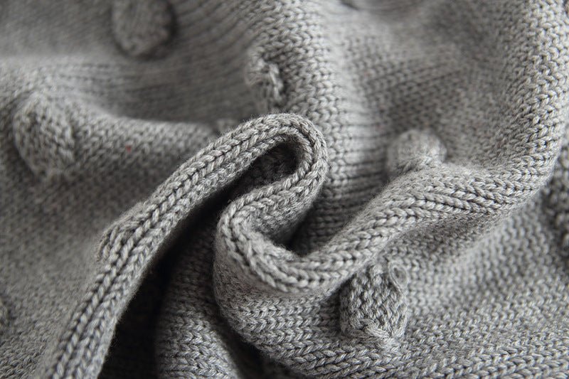 Knitted Romper Baby Sweater Romper $18.72 Dana Fashion Color: Grey Size: 100cm Baby Clothing Style: short climb Closed style: pullover Applicable gender: neutral/male and female Sleeve: Sleeveless Fabric name: Cotton Main fabric composition: cotton Main f