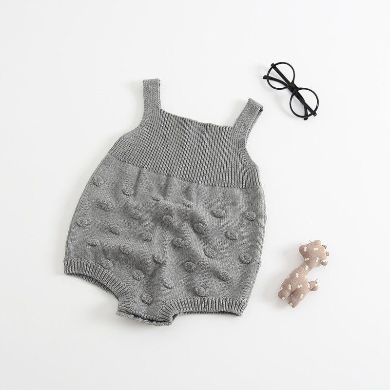Knitted Romper Baby Sweater Romper $18.72 Dana Fashion Color: Grey Size: 100cm Baby Clothing Style: short climb Closed style: pullover Applicable gender: neutral/male and female Sleeve: Sleeveless Fabric name: Cotton Main fabric composition: cotton Main f